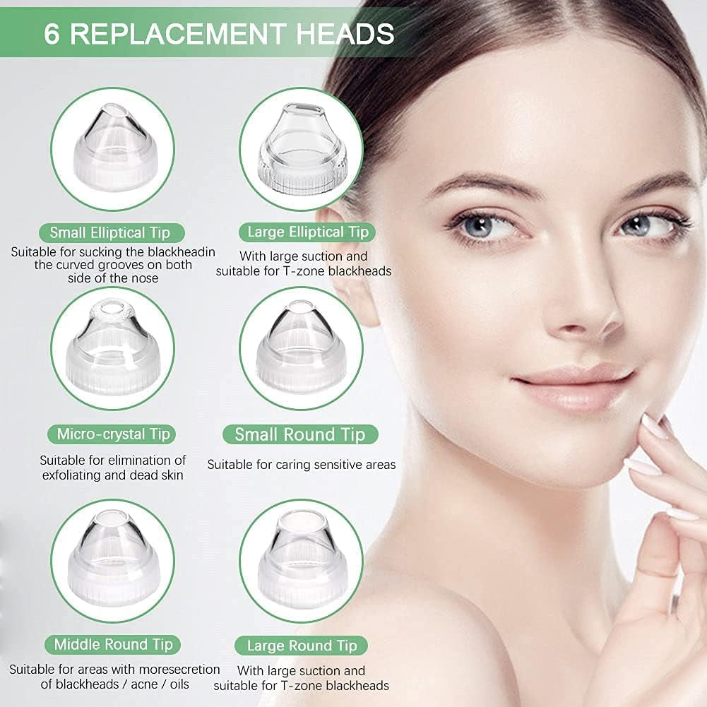 Blackhead Remover Pore Vacuum, 【[FDA Certification] 】 Wifi Visible Facial Pore Cleanser with HD Camera Pimple Acne Comedone Extractor Kit with 6 Suction Heads Electric Blackhead Suction Tool