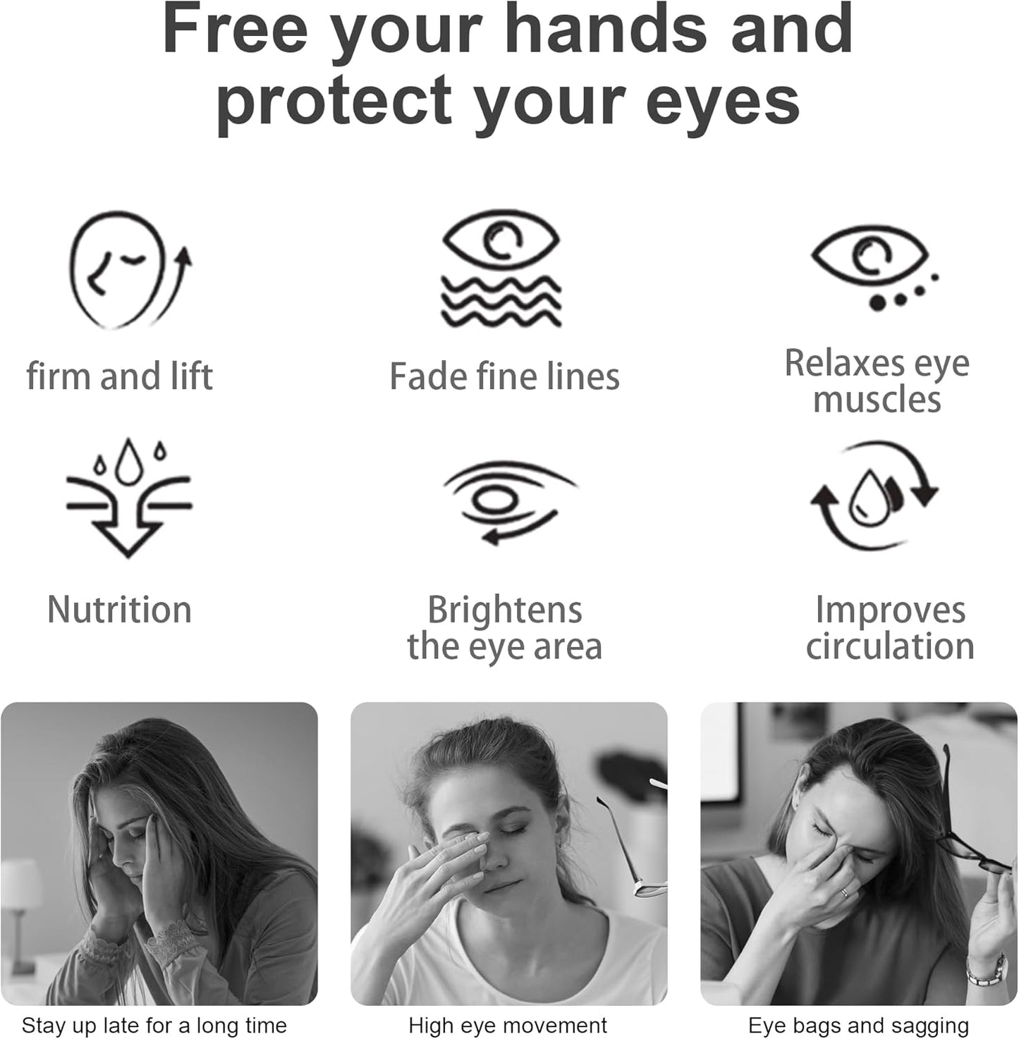 Under Eye Red Light Therapy Glasses with Dark Circle, Eye Bag and Wrinkle Elimination Massage