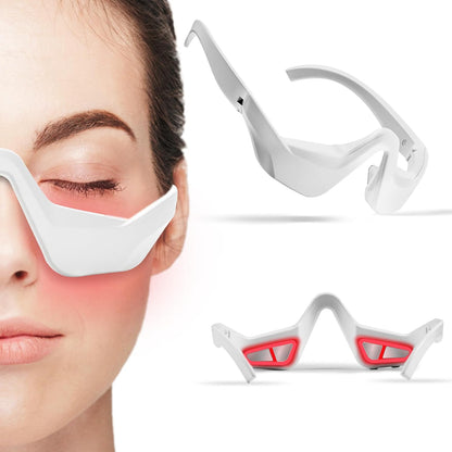 Under Eye Red Light Therapy Glasses with Dark Circle, Eye Bag and Wrinkle Elimination Massage